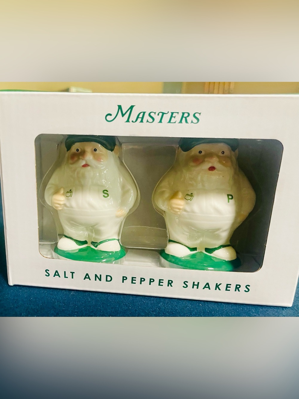 Masters White and Green Ceramic Gnome Salt & Pepper Shakers — Pair